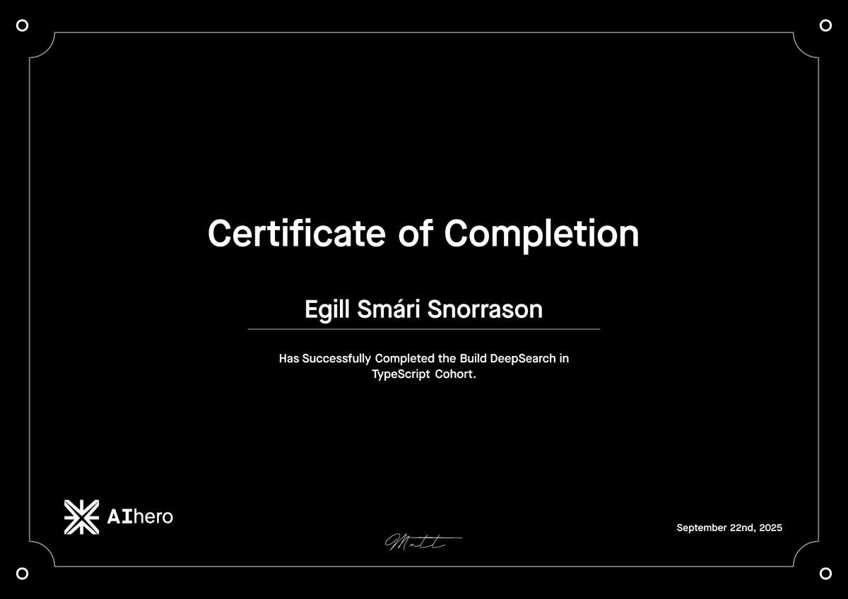 Build DeepSearch in TypeScript Certificate